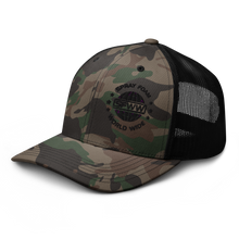 Load image into Gallery viewer, SFWW Black Logo Camo Trucker Hat
